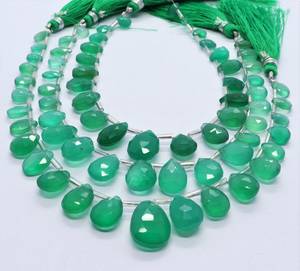 Perles d'onyx vert naturel facettées en forme de poire 6x8-8x12 MM, onyx briolette 7 pouces, brin de perles d'onyx vertes en forme de poire pour la création de bijoux - Product Image 6