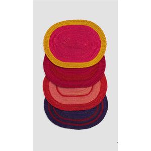 Vente en gros de sets de table ovales en jonc de mer tressé à la main, colorés, écologiques, pour la décoration de table de cuisine et de salle à manger, résistants à la chaleur - Product Image 1