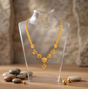 Divyoro Floral Yellow Gold <b>Copper</b> Alloy Pendant Necklace 18 Inches Adjustable Rope <b>Chain</b> Women's Classic Wedding Jewelry Gift - Product Image 2