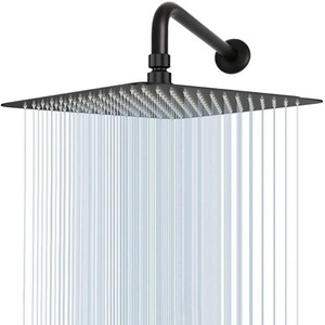 Pommeau de douche effet pluie en acier inoxydable SUS304, bras d'extension de 15 pouces, haute pression, ensemble de douche carré ultra-mince, finition chromée simple - Product Image 1