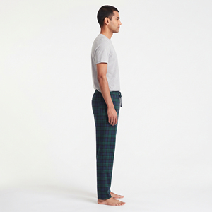 <b>Men</b> Cotton <b>Flannel</b> <b>Pajama</b> Pants Mid Waist Drawstring Plaid Pattern Winter Casual Loose Fit Breathable Woven Night Trousers - Product Image 3