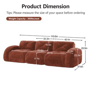 Divano Componibile Ergonomico 110 Senza Struttura in Velluto Morbido, Design Ergonomico, Spugna ad Alta Densità 32D, Antiscivolo, per Soggiorno - Product Image 4