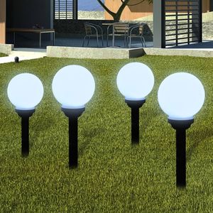 Set of 8 White Shiny <b>Ball</b> Garden Path Lights Tough Plastic Black Tube Elegant <b>Ball</b> <b>Lamp</b> Series - Product Image 3
