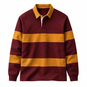 Chemises de rugby décontractées en tricot respirant à manches longues, impression numérique, coton et lin, uniformes d'équipe OEM, exportation directe usine - Product Image 1