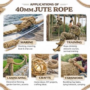 Corde torsadée en jute naturelle robuste 4mm 40mm 3 brins Écologique Biodégradable pour amarrage marin, quai, bateaux, navires, ports LMC - Product Image 4