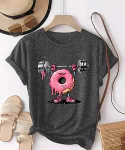 T-shirt en coton écologique personnalisé pour l'été, imprimé avec des appliques en denim et en velours côtelé, décoration avec des perles - Product Image 3