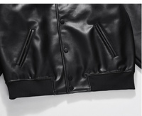 Blouson bomber noir pour homme, col rabattu, fermeture à boutons, style décontracté, vêtement d'automne