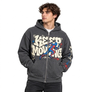 Heavyweight Winter Warm Full Zip <b>Hoodie</b> <b>Men</b> <b>Burgundy</b> Cotton Fleece Ribbed Cuffs Comfortable Drop Shoulder Hoodies - Product Image 3