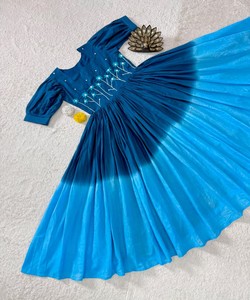 Vestido midi de una pieza de algodón Mul de fantasía, hecho a mano, vintage, de secado rápido, para todas las estaciones, corte regular, estilo étnico, para mujer, ropa de boda, India - Product Image 3