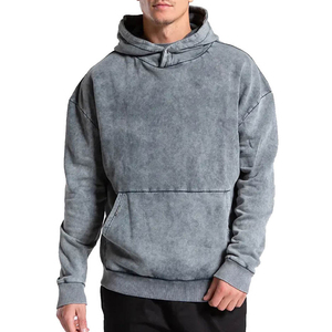 Sweat-shirt à capuche unisexe surdimensionné en coton délavé à l'acide, style vintage streetwear, vente en gros personnalisée - Product Image 1
