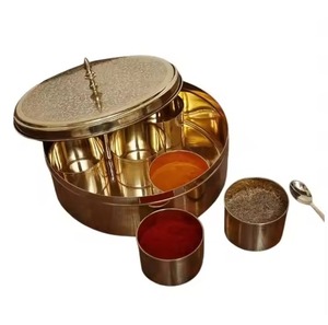 Top Selling Golden Metal <b>Spice</b> <b>Jar</b> Set with Six Containers Dust Resistant Herb & <b>Spice</b> Tools Hand Wash Only - Product Image 3