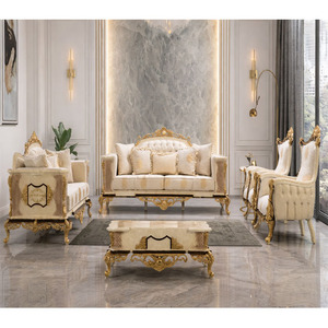 Collection de meubles de salon sculptés style Palais Impérial – Achetez un ensemble de canapés baroques 8 places, dernier style palais européen, USA - Product Image 1