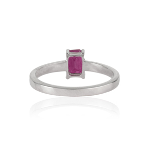 Bague artisanale en argent sterling 925, design minimaliste et simple, sertie d'un rubis naturel taille octogonale, pour femme. - Product Image 6