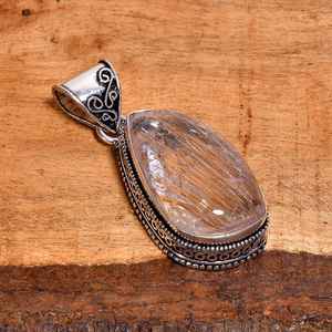 Golden Rutile <b>Quartz</b> Gemstone Pendant Handmade 925 Sterling Silver Bohemian Style Jewelry Gift For Women - Product Image 5