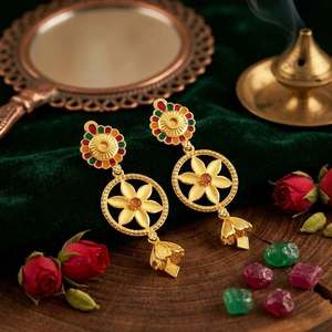 Wholesale 14K 18K 24K Micron Gold Plated Forming Earrings Traditional <b>Floral</b> Design Bridal Earrings Set Fashion Dangle Earrings - Product Image 4