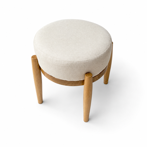 Modern Solid Wood Upholstered Ottoman <b>Stool</b> Natural Wood Legs Fabric Seat Accent <b>Stool</b> for Living Room <b>Bedroom</b> Hotel Furniture - Product Image 2