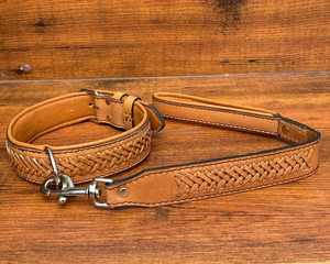 Correa de perro de cuero hecha a mano y conjunto de collar de perro de cuero con girasol estilo occidental correa de perro personalizada duradera para mascotas - Product Image 4