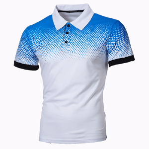 Polo de Manga Corta para Hombre, Estampado Digital con Diseño de Puntos, Secado Rápido, Tejido de Poliéster, Estilo Casual, Negro con Ribete Rojo - Product Image 4