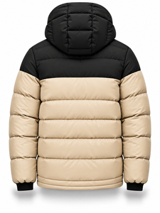 <b>Men's</b> Beige Black Hooded Puffer <b>Jacket</b> Waterproof Quick Dry Windproof <b>Smart</b> Casual Zipper Polyester Wadding Winter Regular - Product Image 2