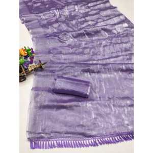 Sari de soirée à silhouette droite de créateur avec de magnifiques imprimés en feuille d'aluminium, tissu organza à motifs floraux - Product Image 4