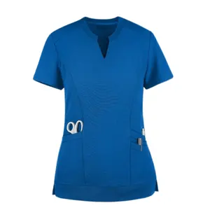 패션 스트레치 색상 디자인 남성 의료 스크럽 탑-면 PE 스판덱스-고품질 병원 유니폼