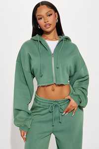 Conjunto Deportivo de Sudadera Corta y Pantalones Deportivos, Diseño Sólido, Invierno, Precio de Oferta, Conjuntos Deportivos Personalizados para Mujer - Product Image 3