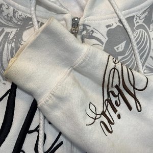 Sweat à capuche pour homme en coton tricoté blanc à imprimé cachemire, fermeture éclair sur le devant, coupe décontractée, style automne - Product Image 6