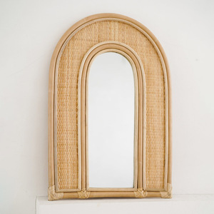 Arch wall <b>mirror</b> with weaving border best selling home decor stylish rattan webbing <b>hanging</b> <b>mirrors</b> - Product Image 2