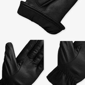 Gants en cuir véritable noir pour femme, longueur poignet, doublure cachemire, thermiques, compatibles écran tactile, style uni, pour l'hiver, décontractés, usage quotidien et extérieur - Product Image 6