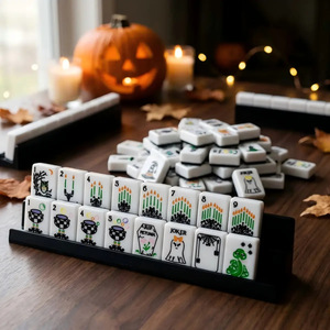 Juego de Mahjong Americano LANJO Spooky Witch Pumpkin, Portátil, de Plástico, 2 Capas, de Lujo, con Fichas de Halloween para 4 Jugadores, Noche de Juegos - Product Image 5