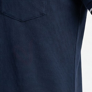 Polo à manches courtes bleu marine pour homme avec fermeture éclair et poche, design uni tricoté décontracté, coupe classique - Product Image 5