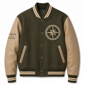 Veste de baseball personnalisée de qualité supérieure, corps en laine, manches en cuir, veste universitaire streetwear, veste d'équipe brodée - Product Image 1