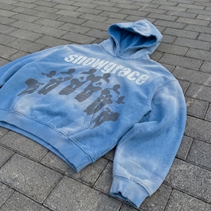 Sudadera con Capucha Snowgrace Azul Tie-Dye para Hombre, Estilo Holgado, Felpa Francesa, Ropa Casual de Invierno - Product Image 5