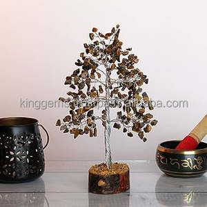 Vente en gros de pierres précieuses œil de tigre pour la décoration intérieure Guérison naturelle par le Reiki avec base en bois de M-SEAL Arbre Style Feng Shui Style d'amour - Product Image 4