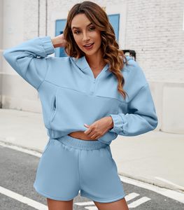 Conjunto de Sudadera con Capucha y Pantalones Cortos para Mujer, Ligero, Corte Regular, 100% Algodón, Transpirable, de Secado Rápido, Ropa Casual para Adultos, Verano - Product Image 5