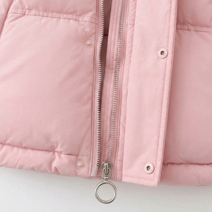 Manteau à capuche pour femme avec patch cœur, col montant, fermeture double boutonnage, imperméable, écologique, chaud pour l'hiver, style décontracté streetwear - Product Image 3