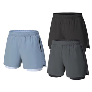 Shorts de sport d'été pour hommes, séchage rapide, loisirs en plein air, course à pied, fitness, shorts de basketball double couche avec doublure - Product Image 1