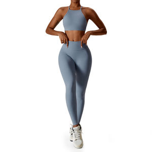 Nuevo Conjunto Deportivo de Yoga para Mujer, Cintura Alta, Transpirable, con Control de Abdomen y Glúteos, Leggings y Bra Deportivo Elástico - Product Image 2