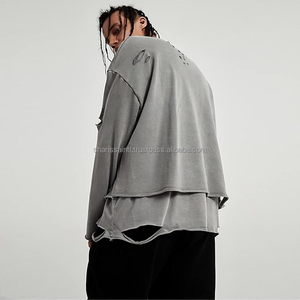 100% algodón polar de gran tamaño en blanco Vintage lavado ácido sudadera logotipo personalizado sudadera desgastada sudadera de gran tamaño - Product Image 5