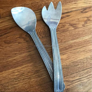 Polish Stainless Steel Salad Server <b>Set</b> of 2 Metal Salad Serving <b>Spoon</b> & <b>Fork</b> <b>Sets</b> Dishwasher Safe Eco Friendly - Product Image 2