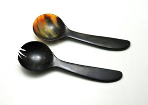 Juego de 2 servidores de ensalada de cuerno, diseño de primera calidad, hechos a mano con cuerno natural de búfalo, a un precio asequible. - Product Image 5