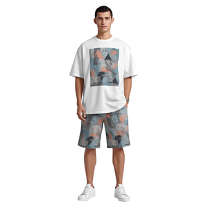 Conjunto de Camiseta y Pantalones Cortos de Algodón con Estampado Digital para Hombre, Estilo Holgado - Product Image 2