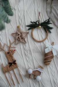Handmade Rattan <b>Tree</b> <b>Ornament</b> Medium Hanging Rustic Christmas Decor - Product Image 3