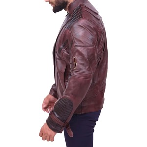 <b>Men's</b> Genuine <b>Leather</b> Moto <b>Jackets</b> Dark Brown Zipper Closure Turn-down Collar Fashion Wear Biker <b>Leather</b> Avirex <b>Jacket</b> for <b>Men</b> - Product Image 3