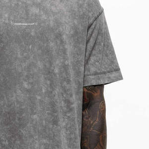 Camiseta Oversize de Hombre con Estampado Tie-Dye, Manga Corta, Lavado Ácido, Estilo Urbano, Cuello Redondo, Algodón Jersey, Color Gris - Product Image 2