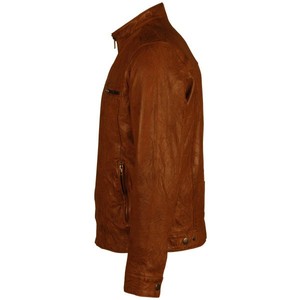 Veste en cuir de motard vintage pour homme, design hivernal, cuir d'agneau personnalisé avec détails matelassés, à prix avantageux - Product Image 2