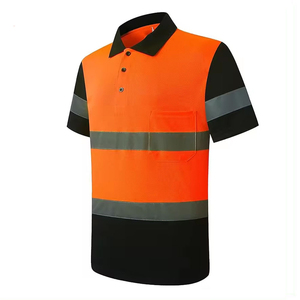 Polo de sécurité haute visibilité personnalisé Clush Industries pour travailleurs, avec bandes réfléchissantes, en polyester/coton respirant, vente en gros - Product Image 5