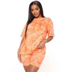 Conjunto de Verano para Mujer, Cómodo, Ligero, Tie Dye, Corte Holgado, Tela Suave, Secado Rápido y Transpirable - Product Image 1