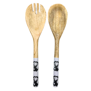 Top Quality Wood Spoon Enamel Printed Pearl Handle Minimalist Design Durable Long Handle Utensils For Kitchen Use - Product Image 2