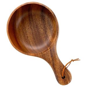 Bol en bois artisanal avec poignée, bol de service alimentaire, logo personnalisé disponible, bol en bois de luxe avec poignée, bois naturel - Product Image 4